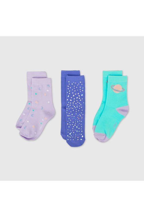 Medias De Niña 3 Pack Celeste (23-37 Calzado) Colloky