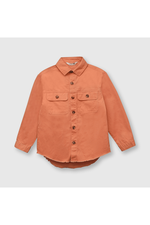 Chaqueta de niña sobrecamisa naranja