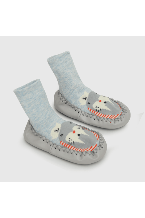 Medias deportivas de bebe niño antideslizante celeste