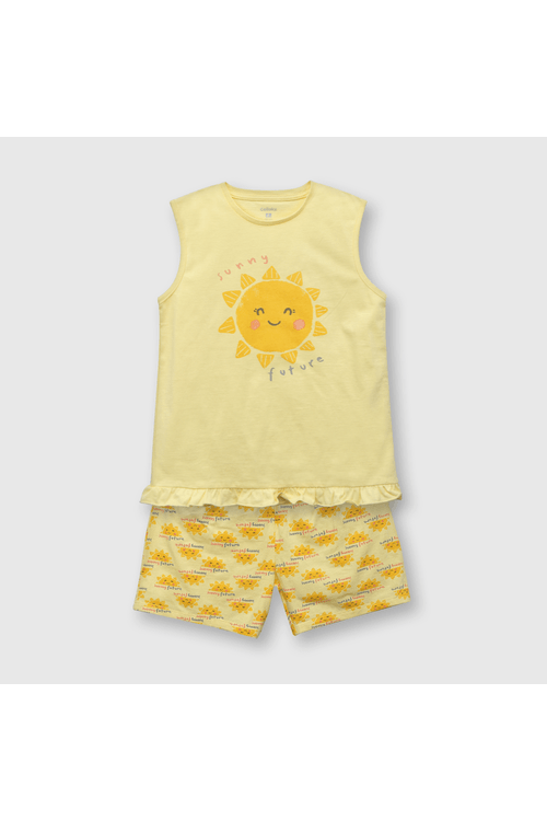 Pijama de niña algodón amarillo
