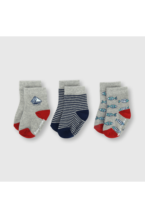 Medias deportivas de bebe niño 3 pack veleros azul