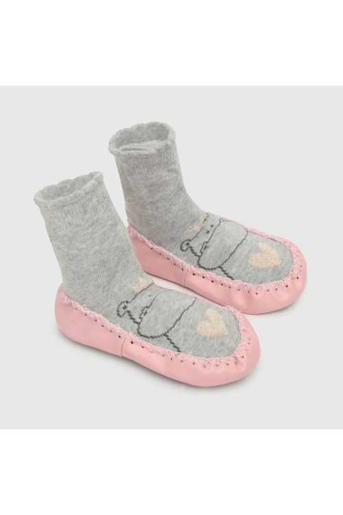 Medias De Bebé Niña Antideslizante Gris Colloky