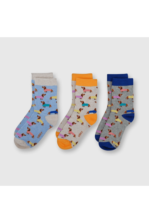 Medias de niño 3 pack perros gris