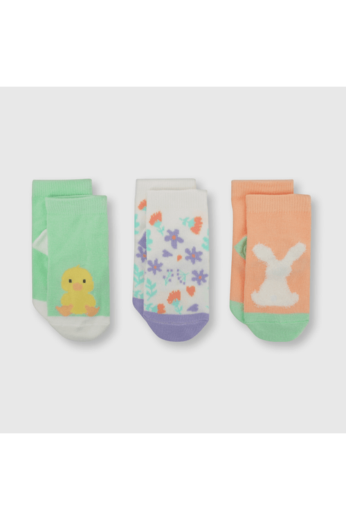 Medias deportivas de bebe niña 3 pack conejo rosado