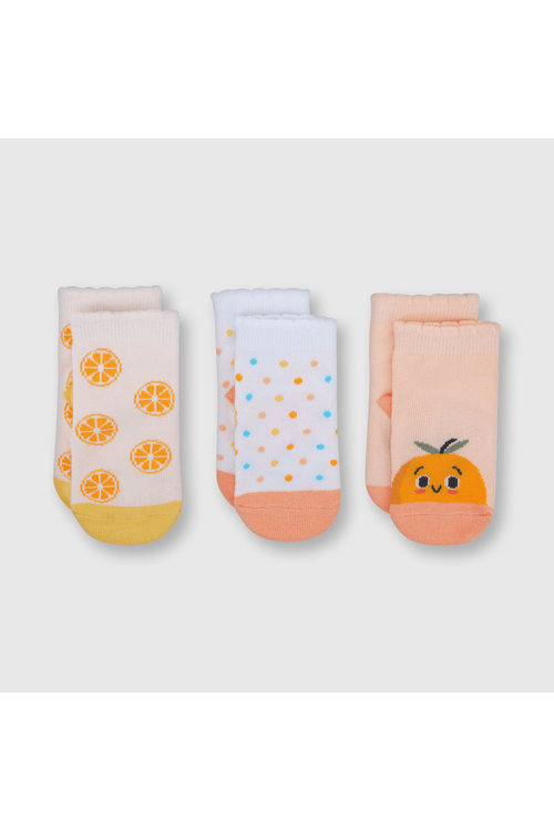 Medias deportivas de bebe niña 3 pack fruta blanco