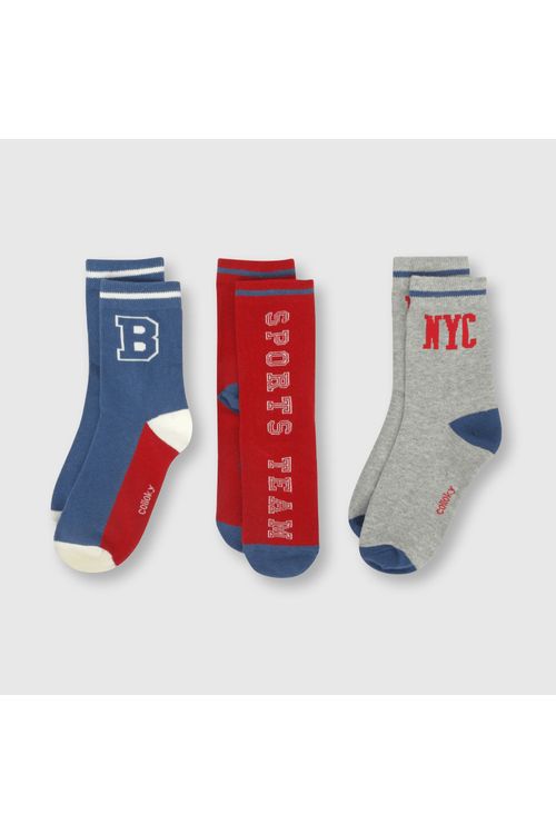 Medias 3 Pack De Niño Azul (23-37 Calzado) Colloky