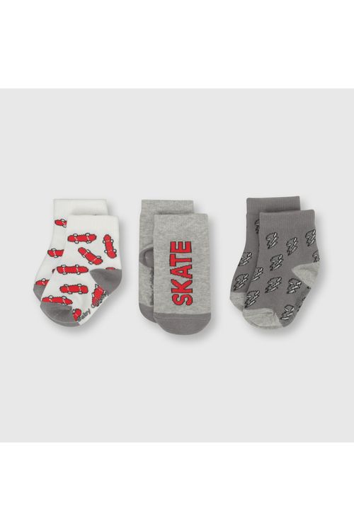 Medias De Bebé Niño 3 Pack Gris (0 A 48 Meses) Colloky