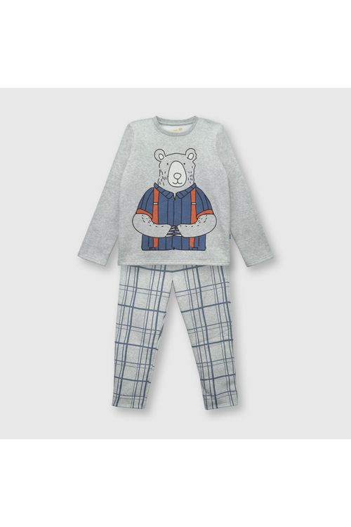 Pijama De Niño De Franela Gris (2 A 12 Años) Colloky