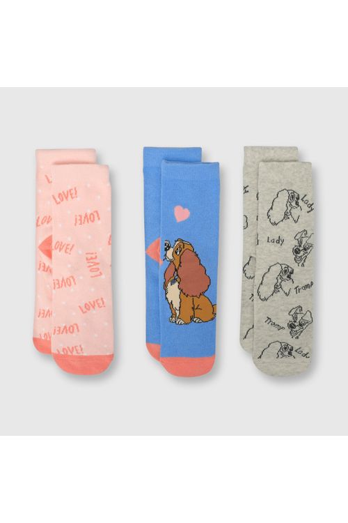 Medias De Niña 3 Pack Lady And Tramp Beige Colloky (23 A 37)