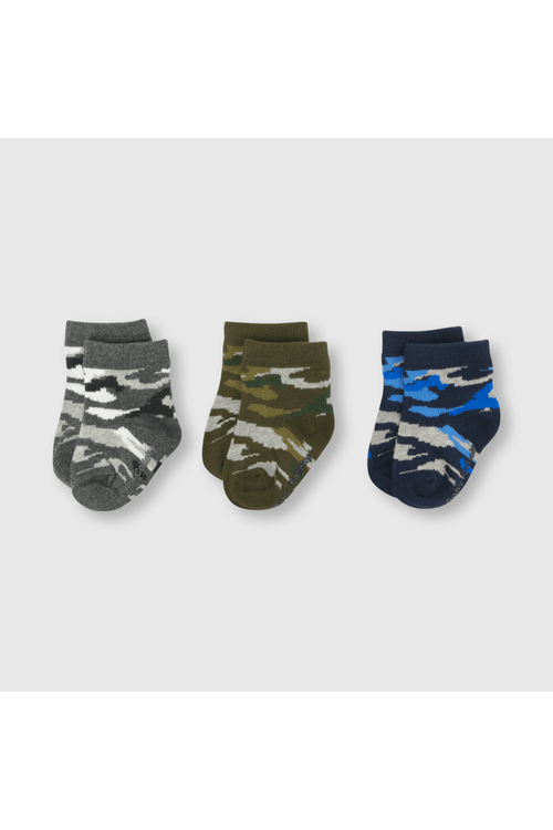 Medias deportivas de bebé niño 3 pack camuflado de bebe niño 3 pack camuflado azul
