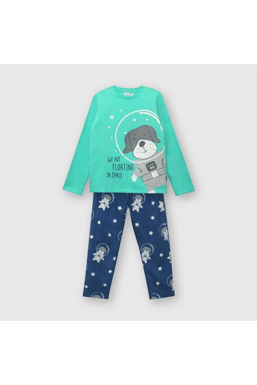 Pijama De Niño De Polar Fleece Azul (2 A 12 Años) Colloky