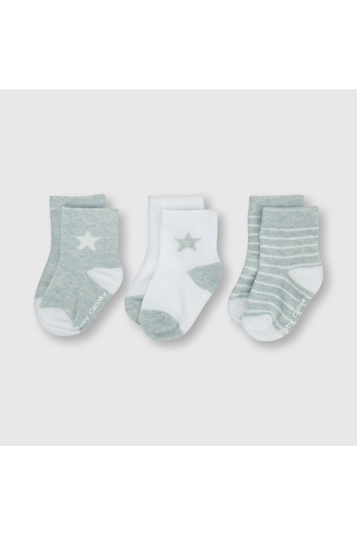 Medias deportivas de bebe niño 3 pack estrella celeste