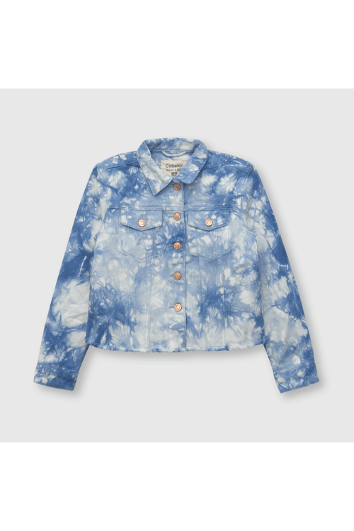 Chaqueta de niña tie dyed azul