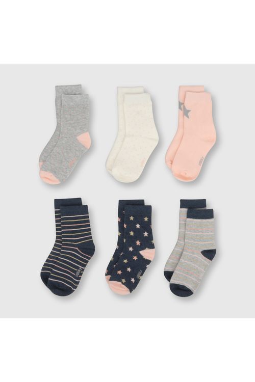 Medias De Niña 6 Pack Rosado (3 A 10 Años) Colloky