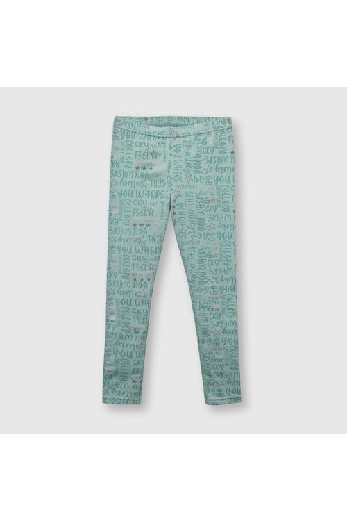 Leggings De Niña Estampada Verde Colloky