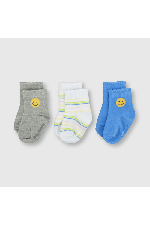Medias deportivas de bebe niña 3 pack smile celeste