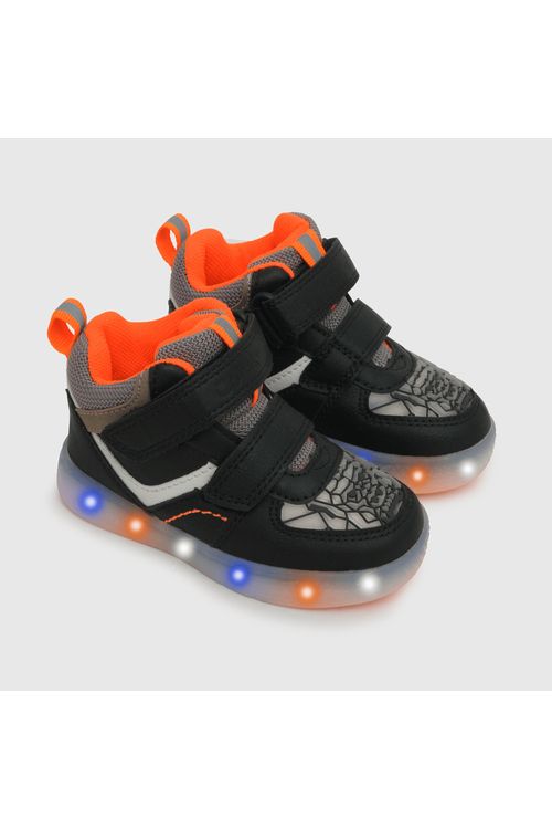 Zapatilla De Niño Luces 2 Velcros Negro Colloky