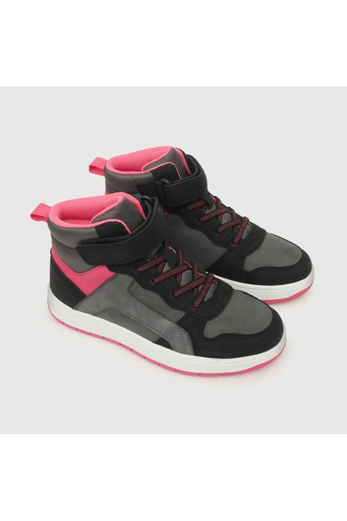 Zapatilla Urbana De Niña Velcro Elástico Retro Negro Colloky