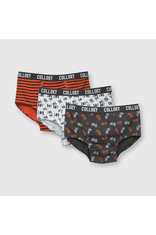 Calzoncillo de niño 3 pack estampado gris