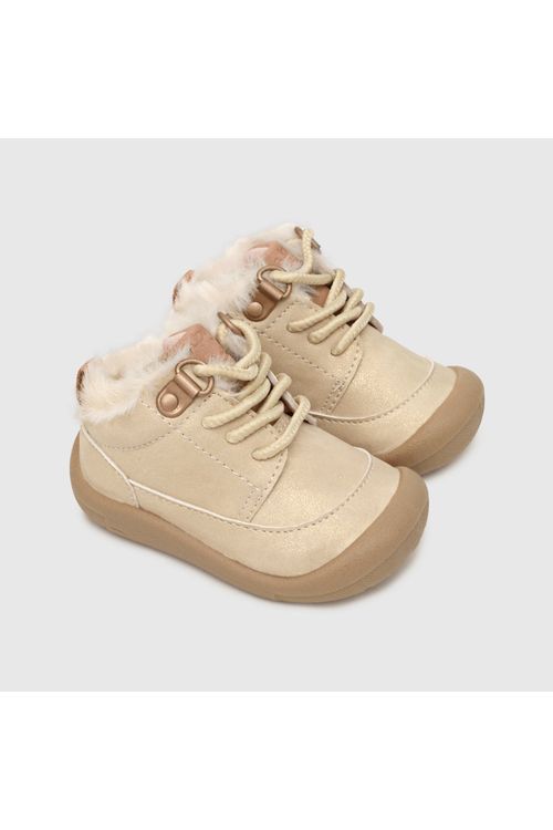 Botin Beige Niña Con Cordones Colloky