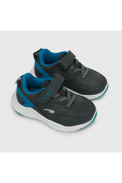 Zapatilla deportiva de niño velcro elástico gris