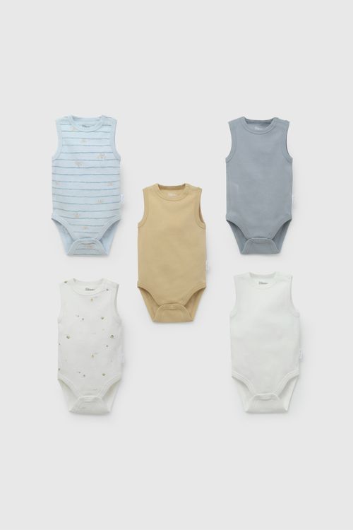 Pack Cinco Bodies Musculosa De New Born