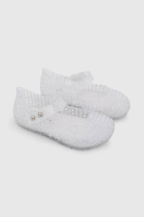 Sandalia De Agua Plateada De Niña Con Velcro