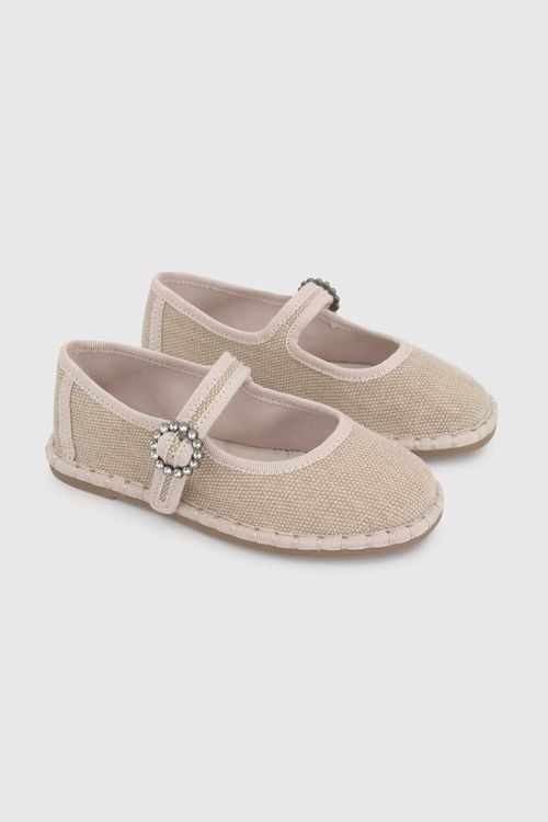 Ballerina De Niña Beige Con Broche
