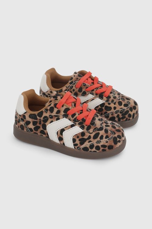 Zapatilla De Niña Camel Con Cordón-Velcro Y Caña Baja