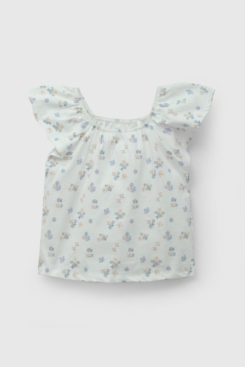 Polo Blanco Flores De Niña Primera Infancia