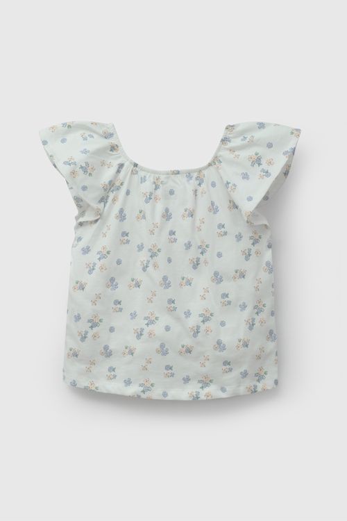 Polo Blanco Flores De Niña Primera Infancia