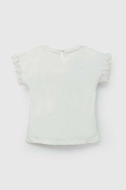 Polo Blanco Flores De Niña Infantil