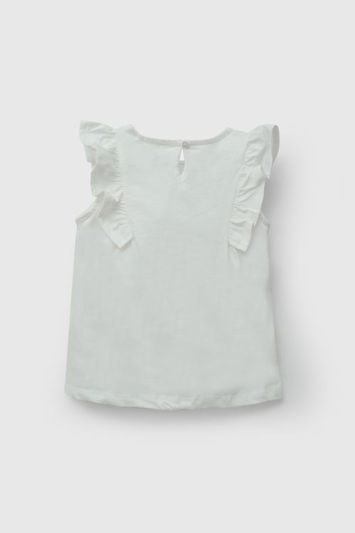 Polo Blanco Flor De Niña Infantil