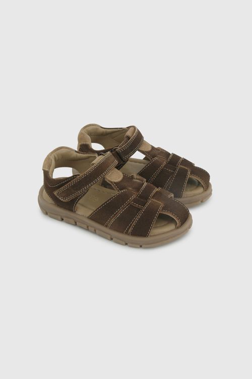 Sandalia De Cuero Café De Caminante