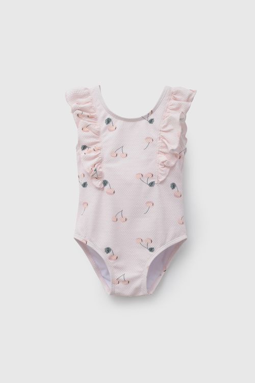 Traje De Baño Uv Rosado Cerezas De Niña Infantil