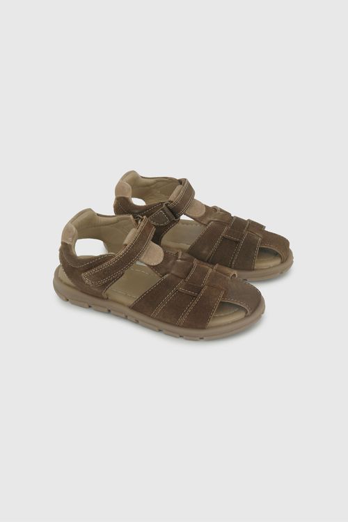 Sandalia De Cuero Café De Niño