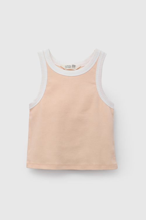 Polo Naranja Rib De Niña