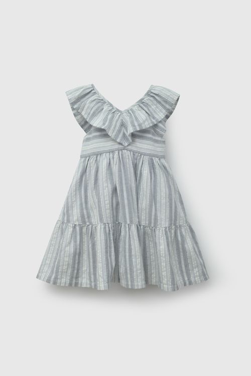 Vestido Celeste Vuelo Rayas De Niña