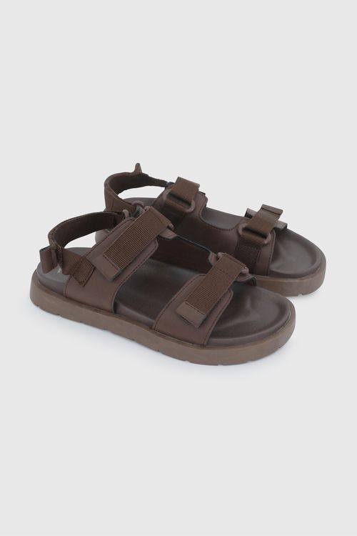 Sandalia De Vestir Café De Niño Con Velcro