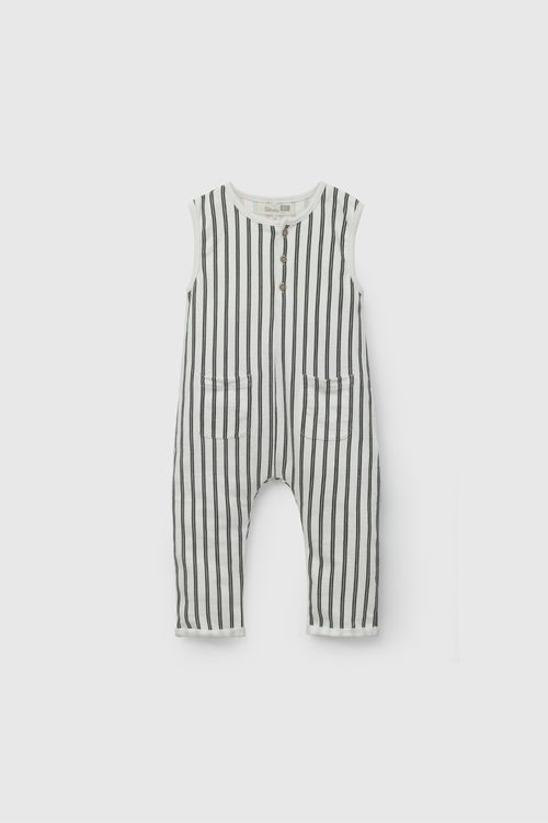 Jardinera Blanca Rayada De Niño Infantil