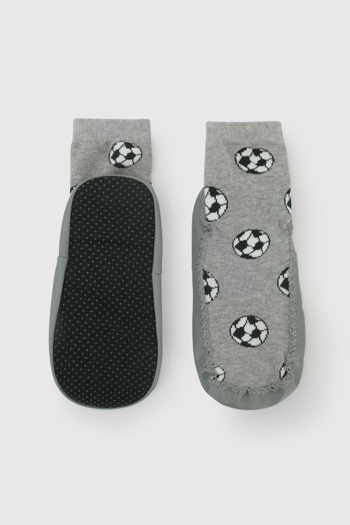 Medias Gris Antideslizante Dinosaurio De Niño