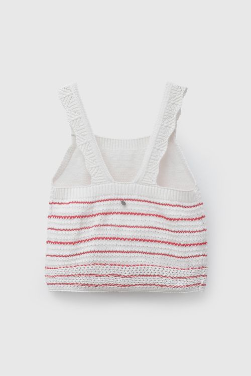 Polo Rayas Blanco Tejida De Niña