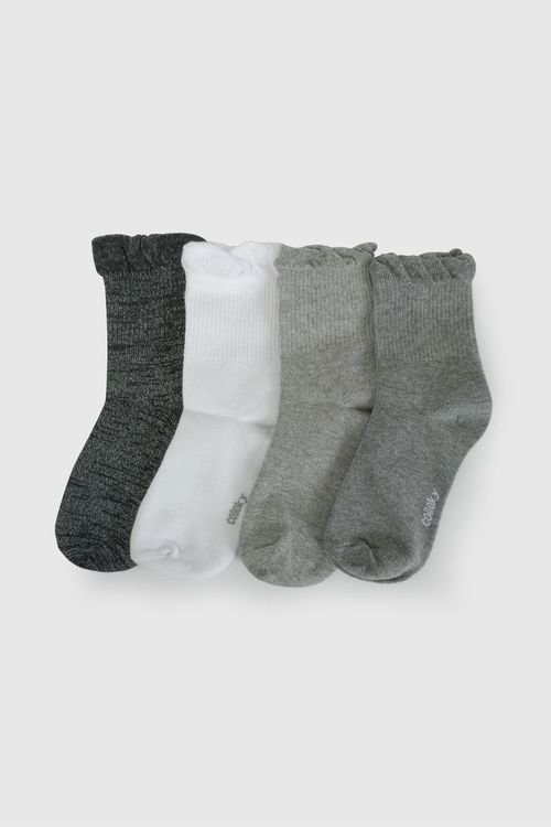 Pack Cuatro Medias Gris Clásico De Niña