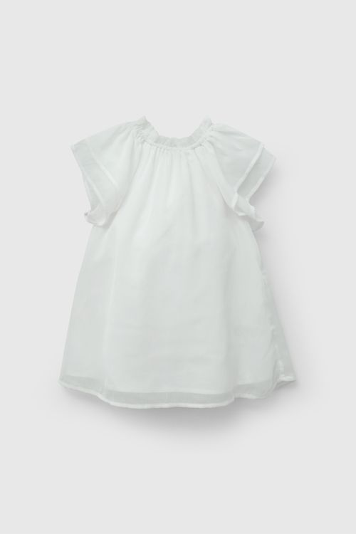 Vestido Blanco Manga Con Vuelos De Niña Infantil