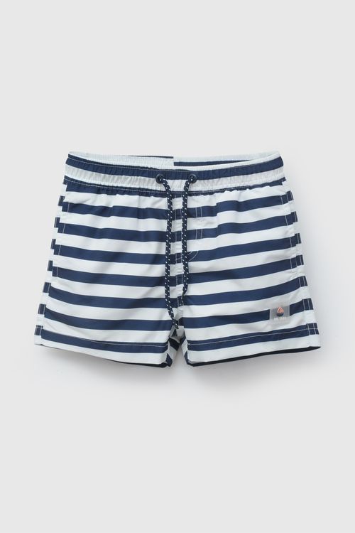 Traje De Baño Uv Azul Rayado De Niño Infantil