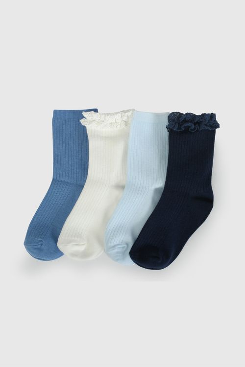 Pack Cuatro Medias Azul Vuelos De Niña