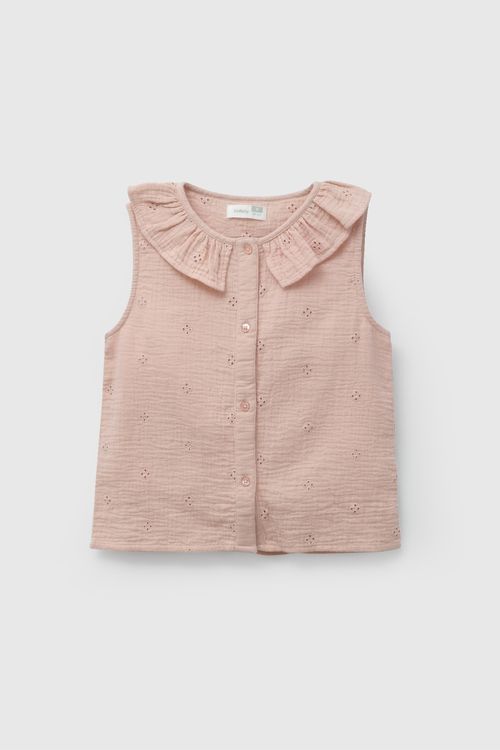 Blusa Rosada Bambula Bordada De Niña