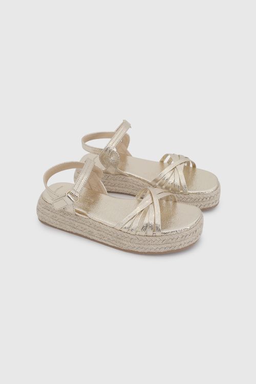 Alpargata De Niña Dorada Con Velcro