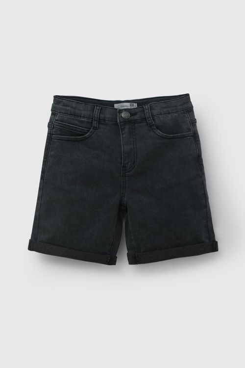 Bermuda Negra Elasticada De Niño