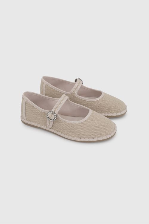 Ballerina De Niña Beige Con Broche
